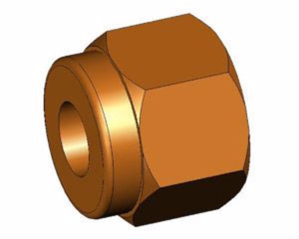 Nut, 1/4" brass for compression fittings